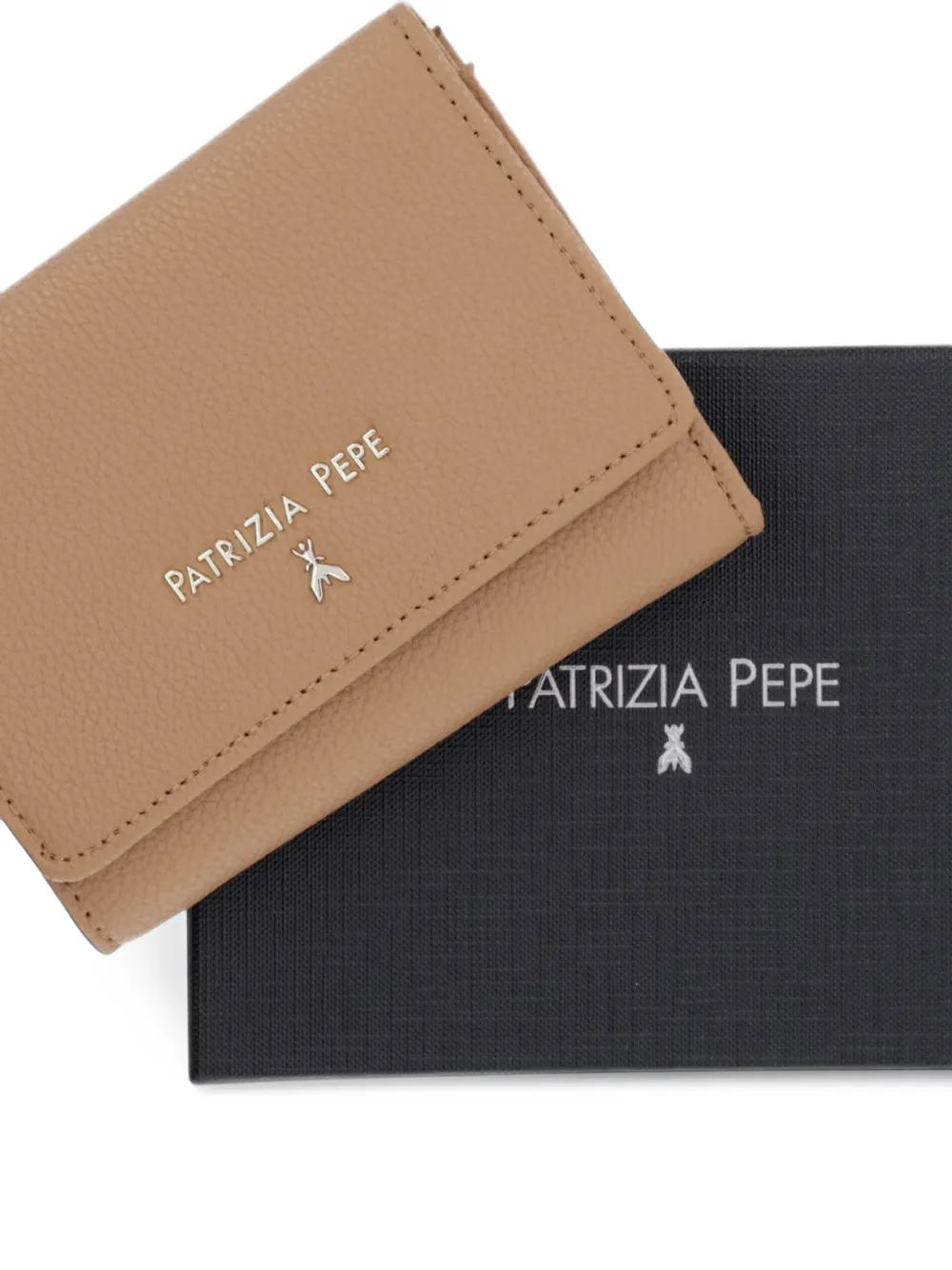 Patrizia Pepe Portemonnee met bewerkt leer Beige