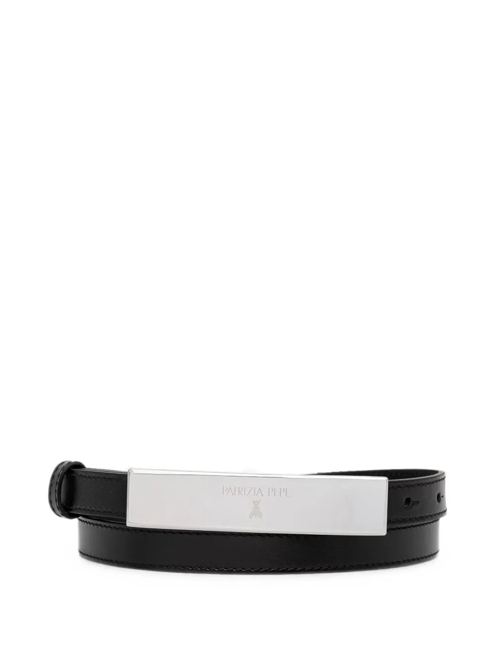 Patrizia Pepe logo-engraved plaque belt - Nero