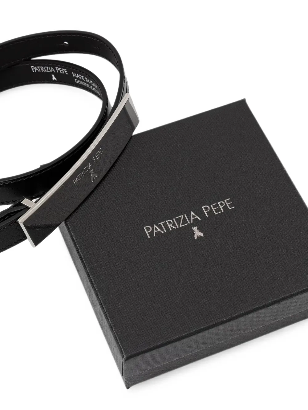 Patrizia Pepe Riem met gegraveerd logo-plakkaat Zwart