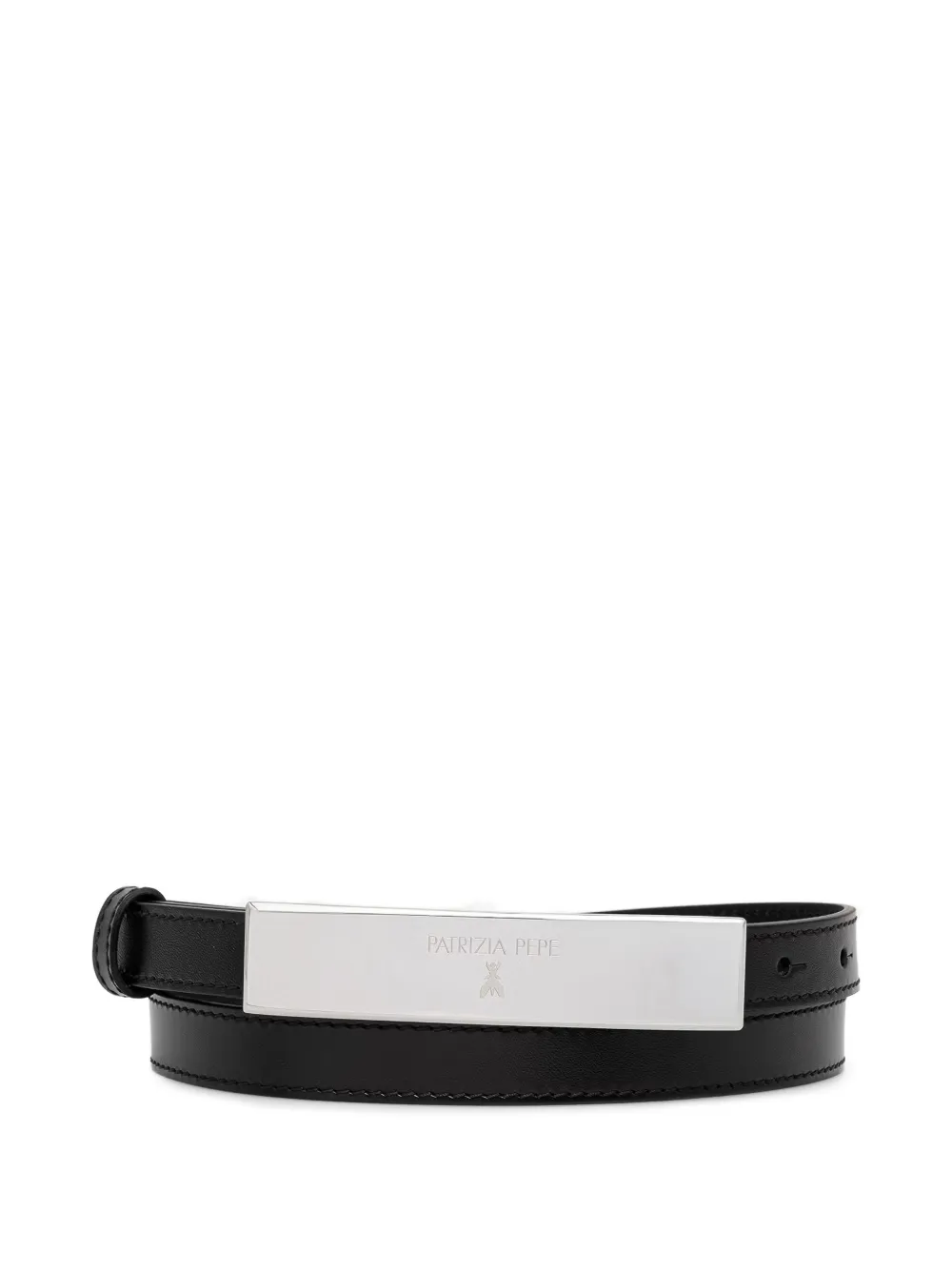 Patrizia Pepe logo-engraved plaque belt - Nero