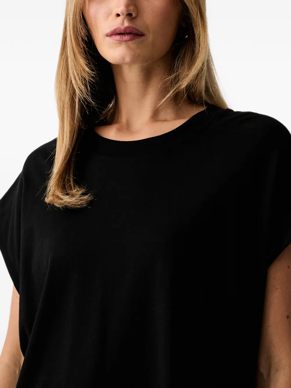Patrizia Pepe T-shirt met logo-plakkaat en kapmouwen Zwart