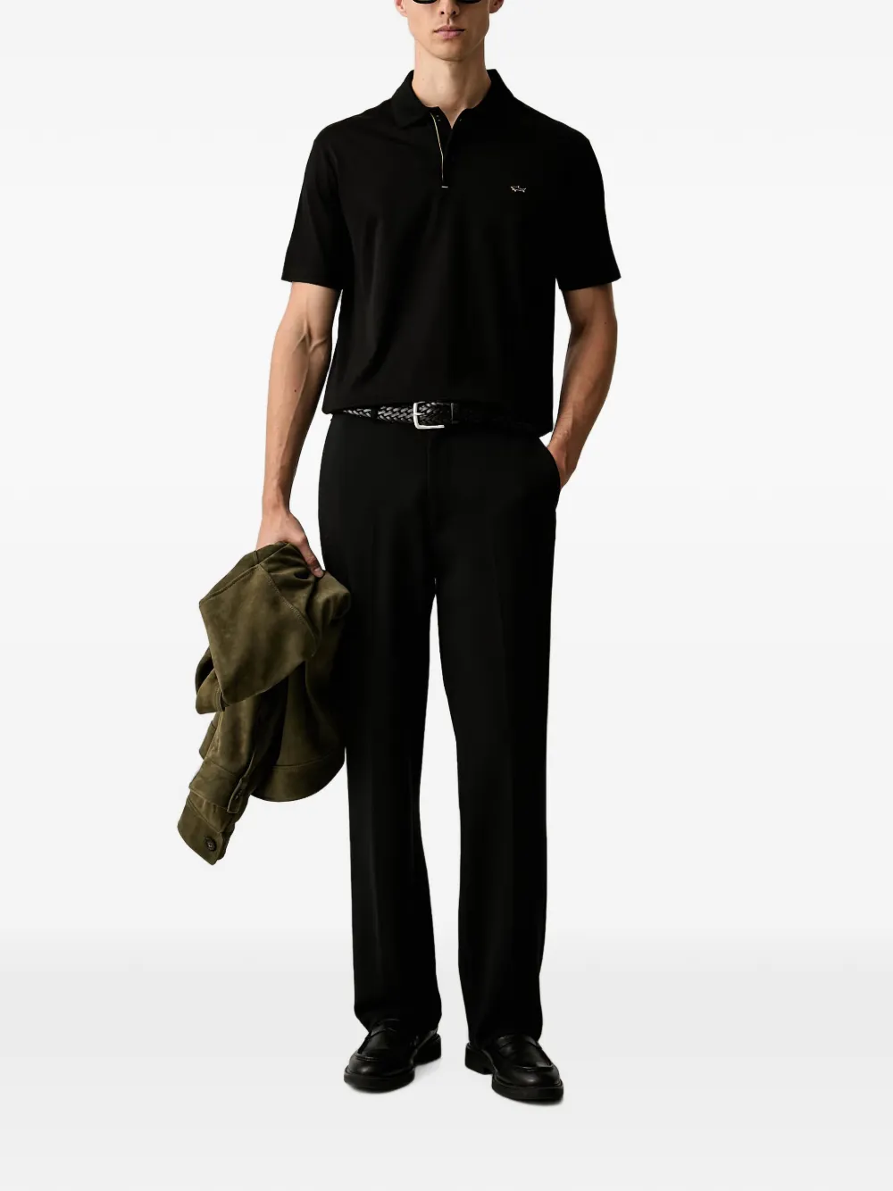 Paul & Shark logo-plaque polo shirt Zwart