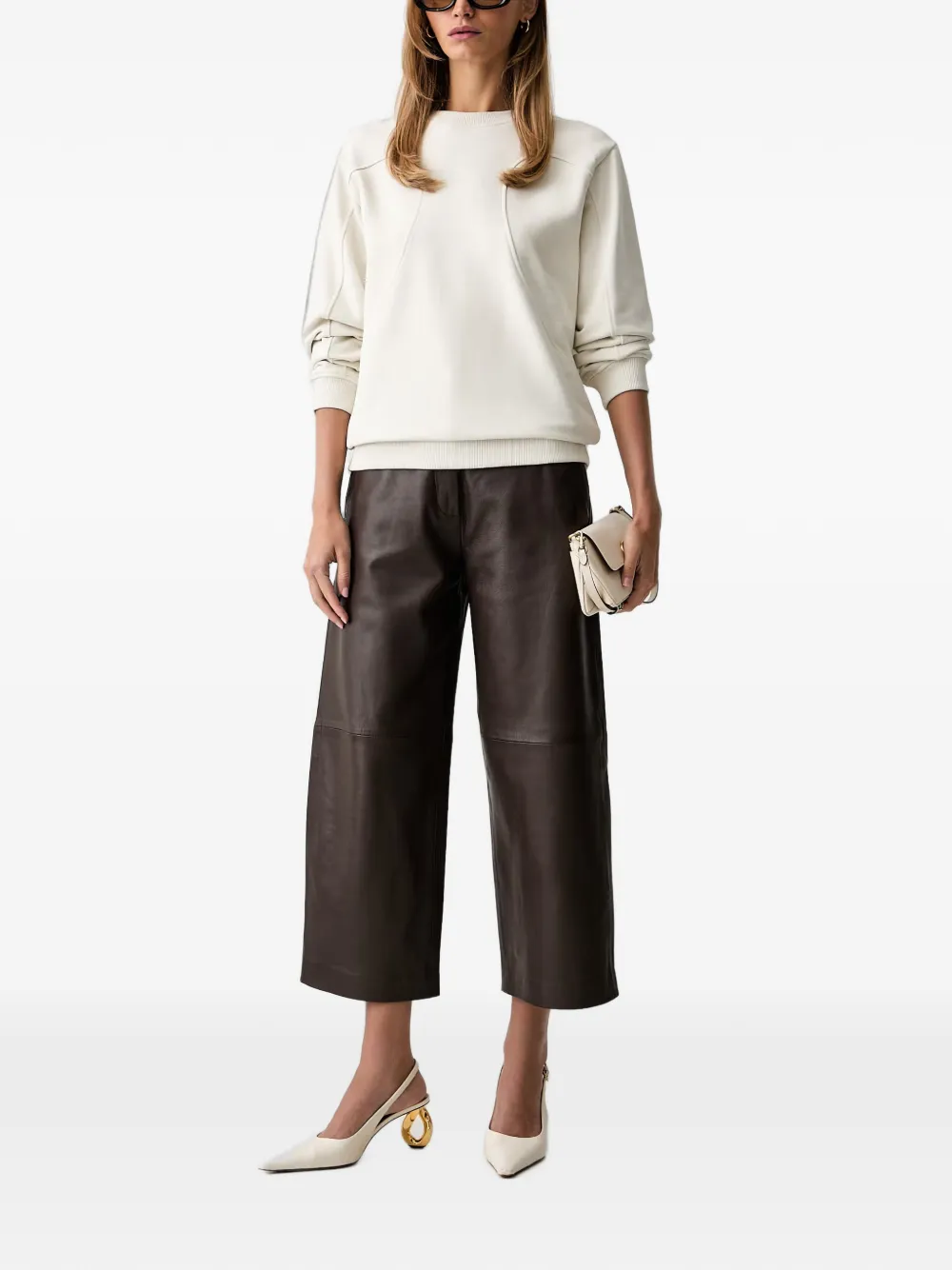 Patrizia Pepe Sweater met vlakken en raglanmouwen Beige