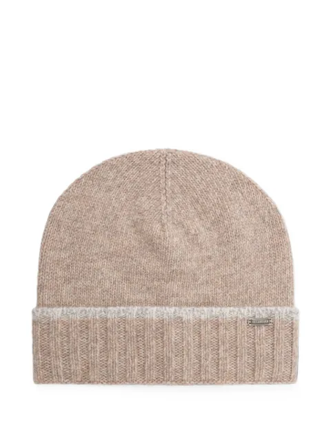 Paul & Shark ribbed-knit logo-plaque beanie hat