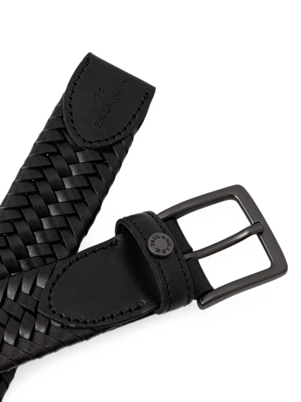 Paul & Shark Geweven leren riem Zwart