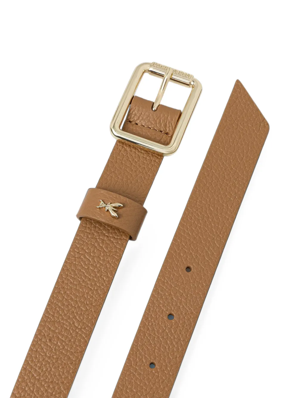 Patrizia Pepe logo-plaque pebbled leather belt Bruin