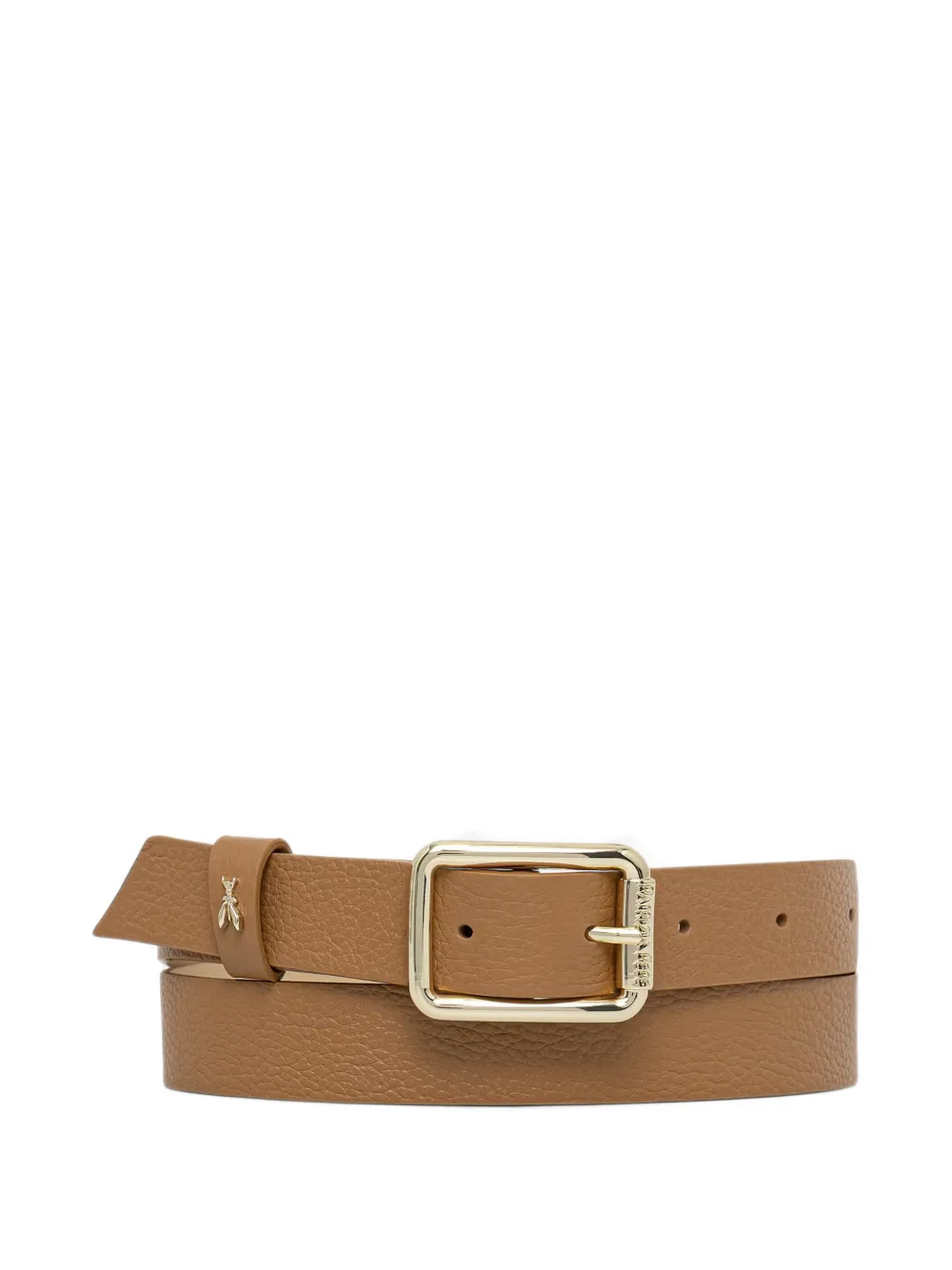 Patrizia Pepe logo-plaque pebbled leather belt - Marrone