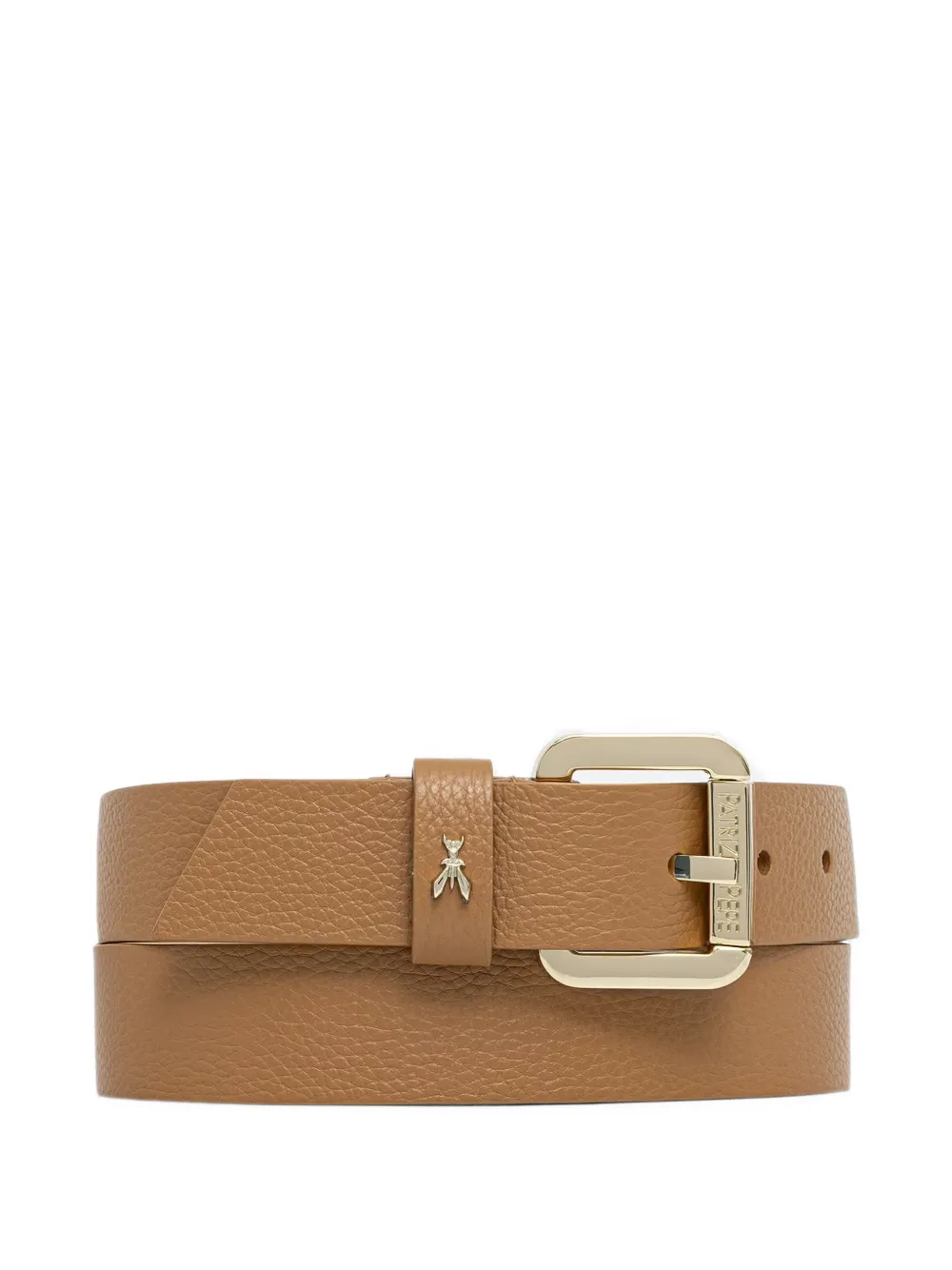 Patrizia Pepe logo-plaque pebbled-leather belt - Marrone