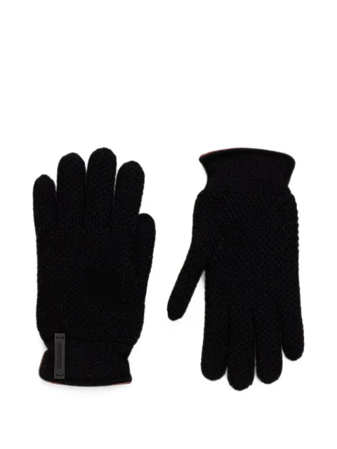 Paul & Shark logo-patch chunky-knit gloves