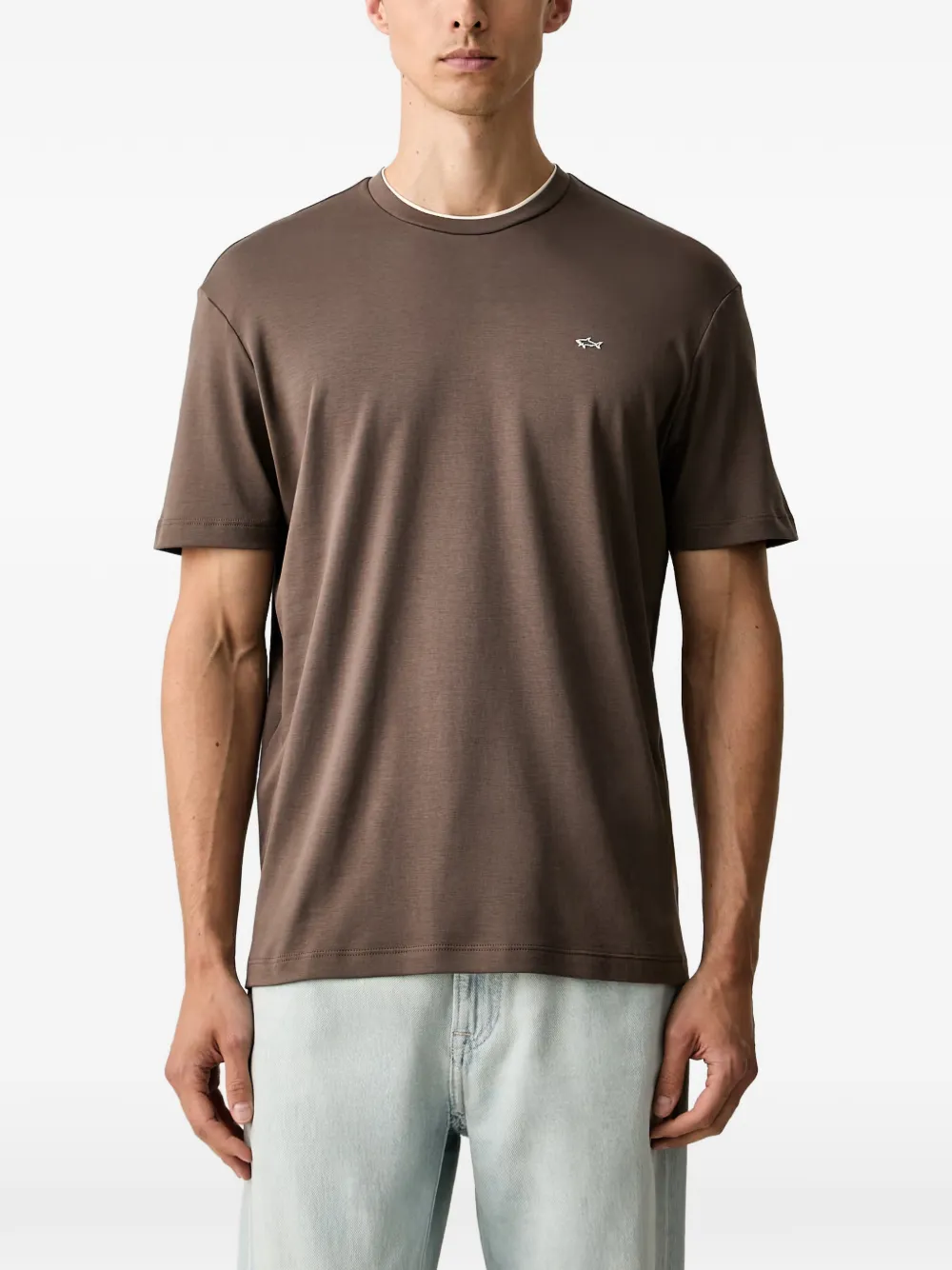 Paul & Shark logo-plaque layered-neck t-shirt - Marrone