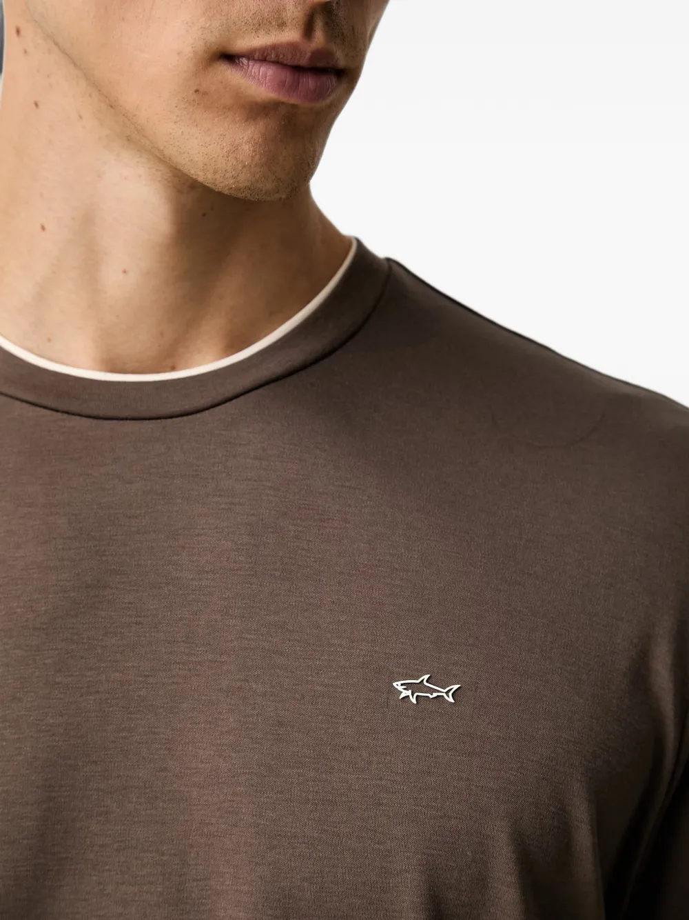Paul & Shark logo-plaque layered-neck t-shirt Bruin