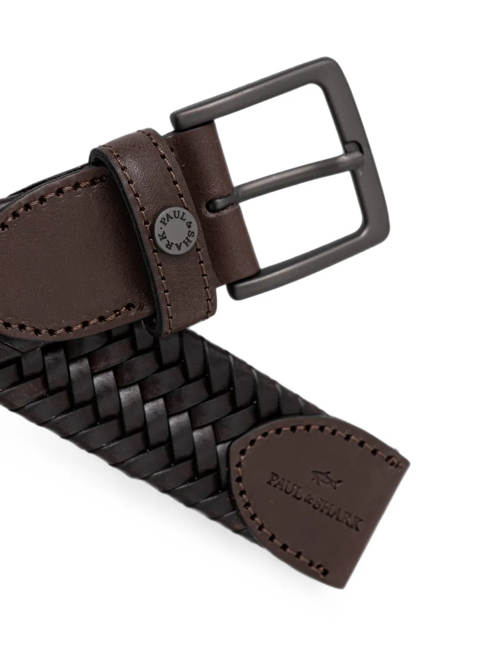 Paul & Shark Geweven leren riem Bruin