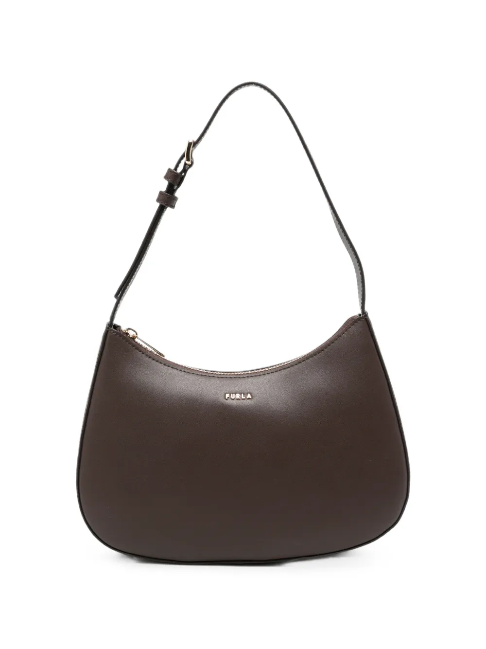 Furla logo-lettering leather shoulder bag - Braun