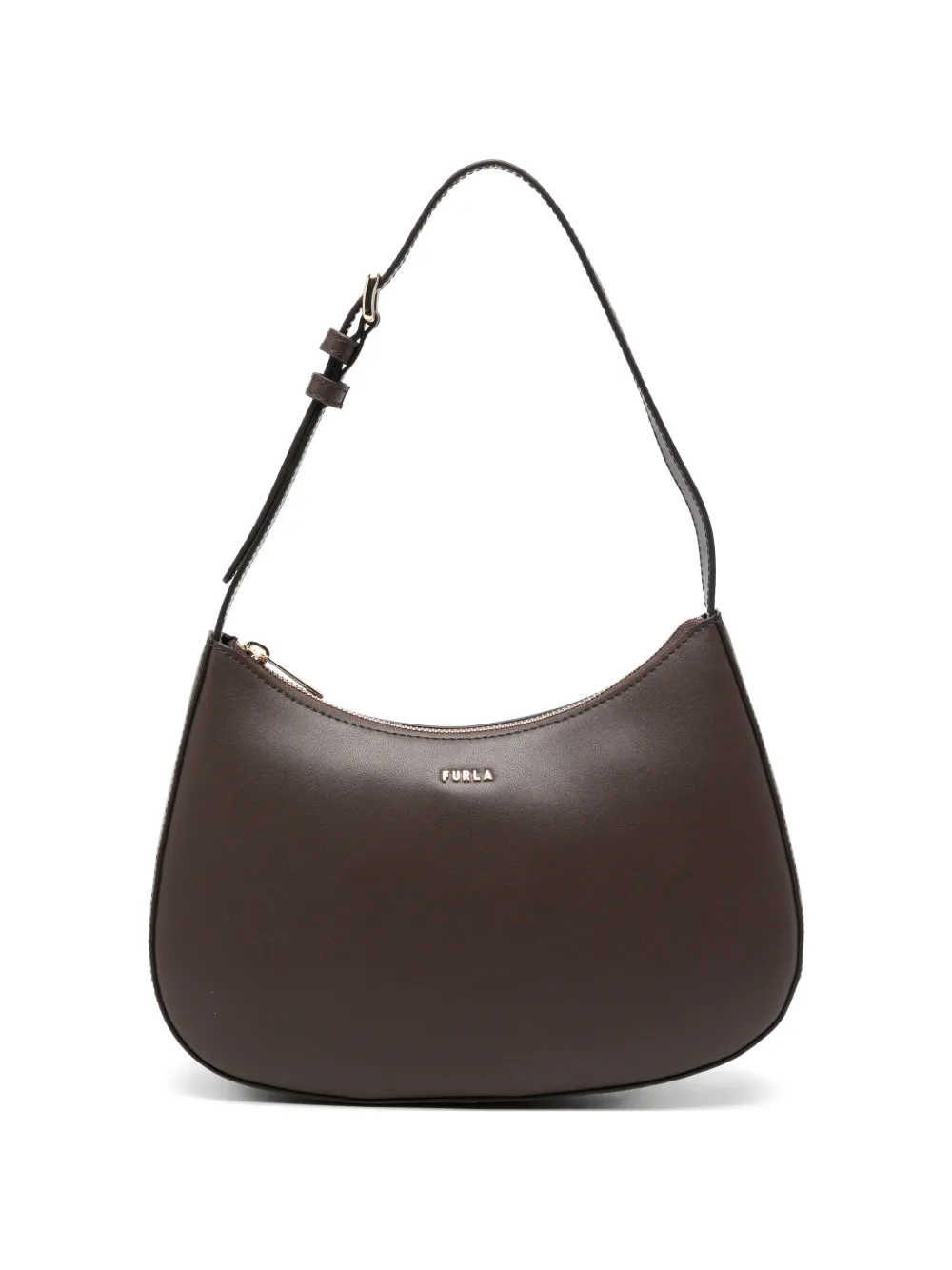 Furla logo-lettering leather shoulder bag - Marrone