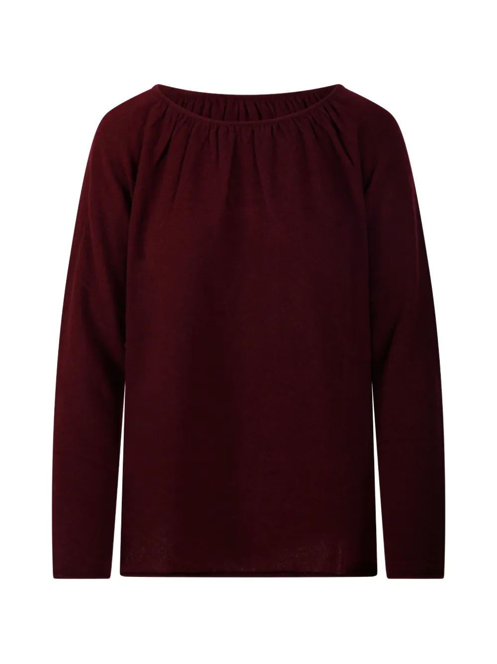 Allude Gathered-neckline Fine-knit Top In Rot