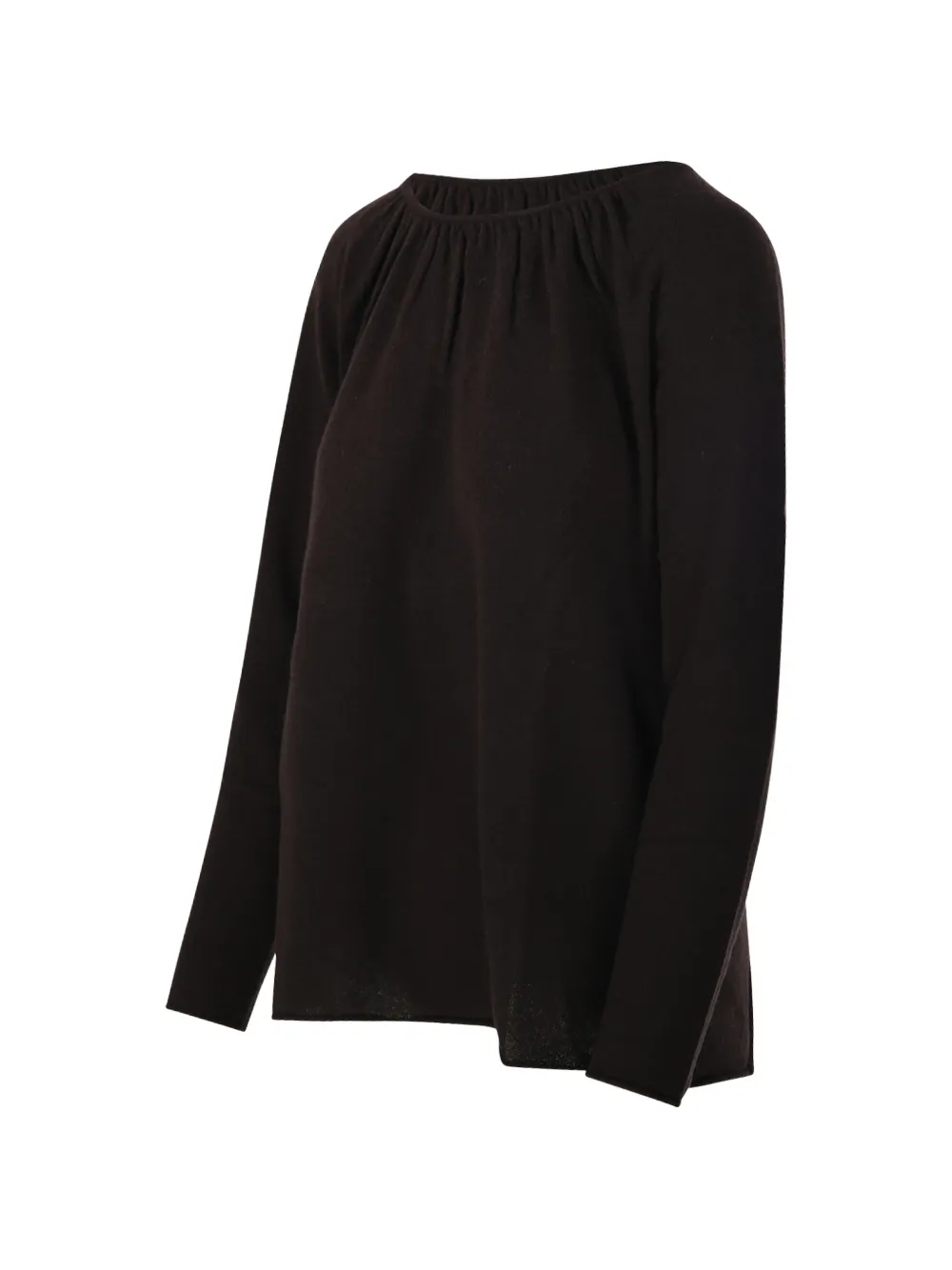 Allude Fijngebreide top met gesmockte hals Bruin