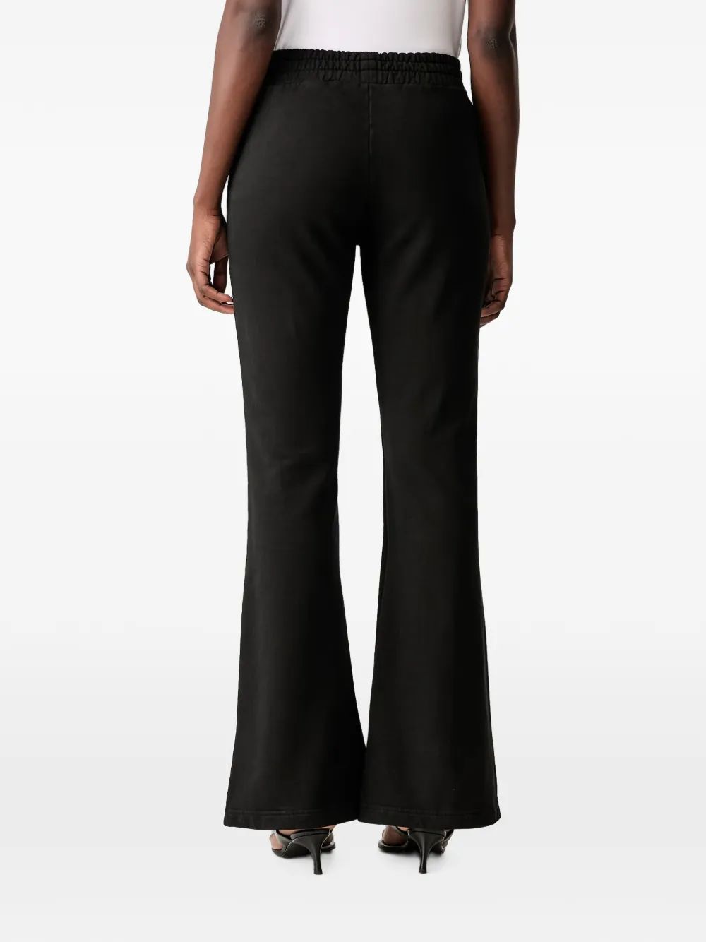 PINKO Flared katoenen broek met geborduurd logo Zwart