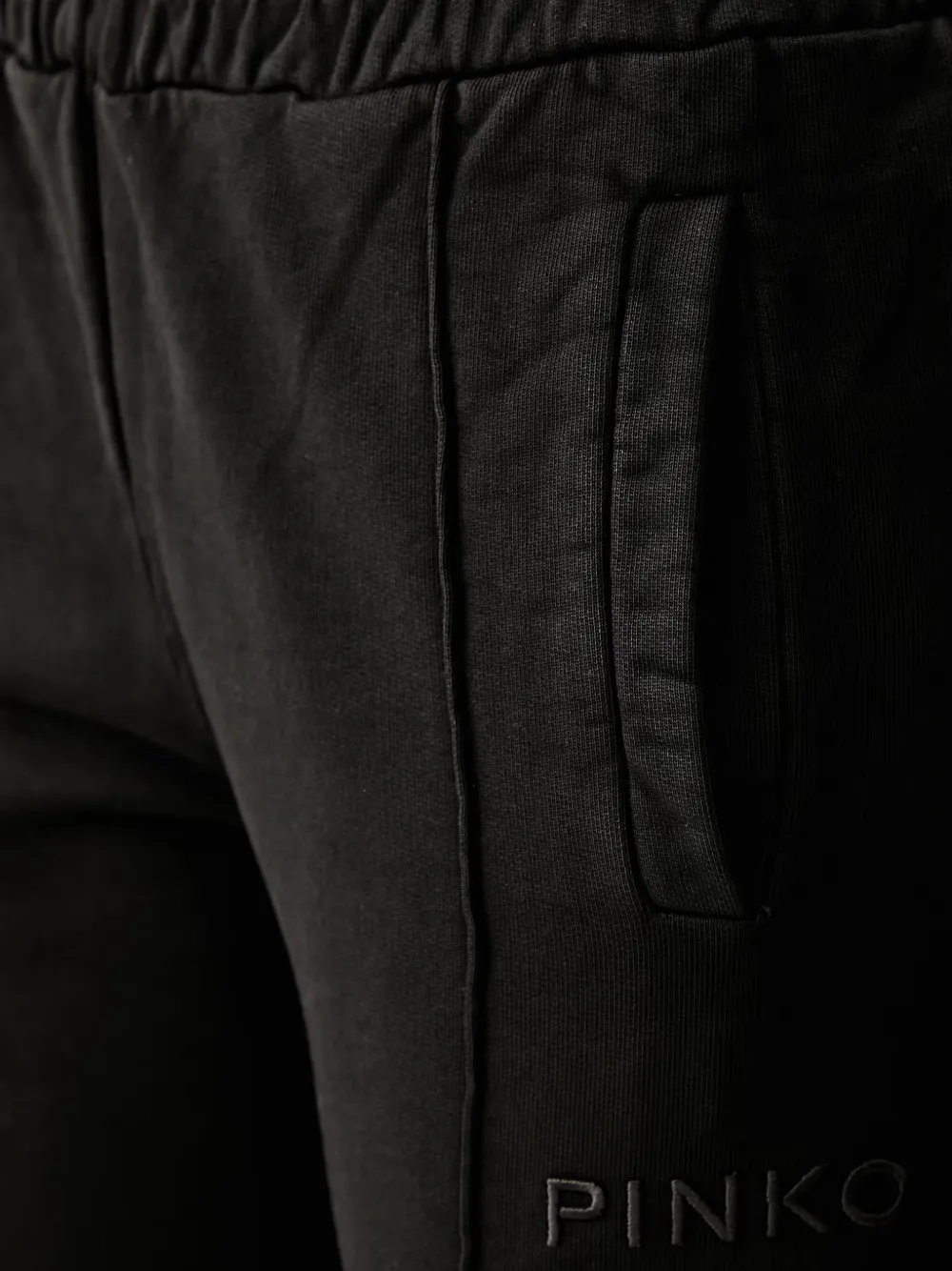 PINKO Flared katoenen broek met geborduurd logo Zwart