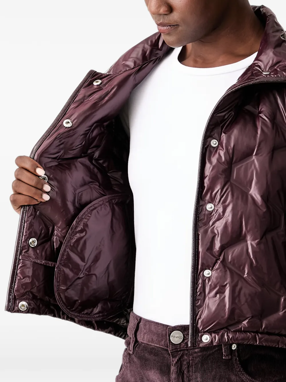PINKO quilted zip-up jacket Paars