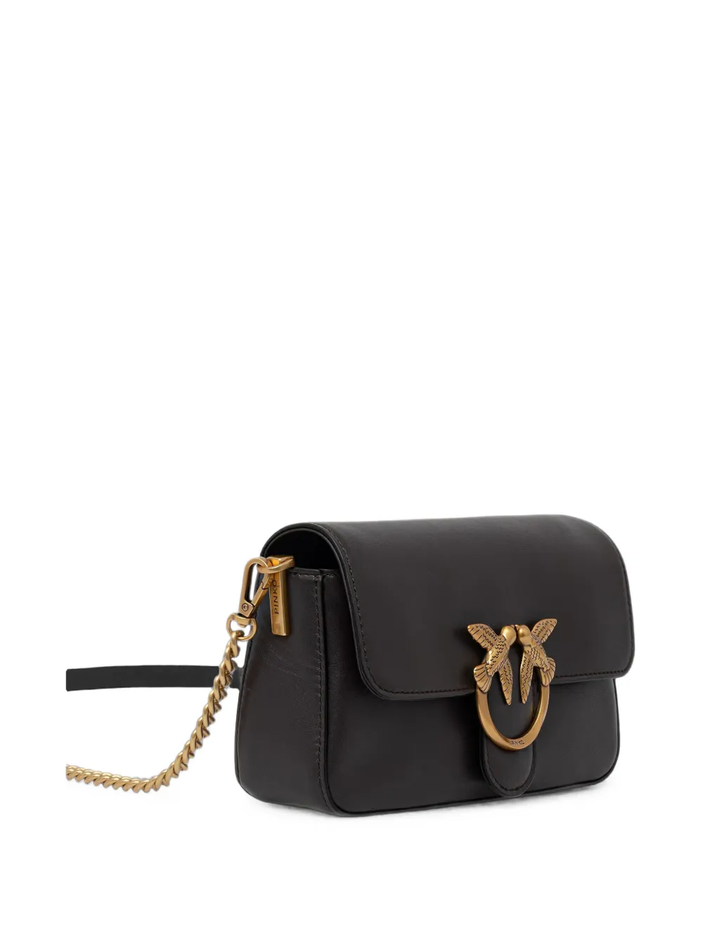 PINKO Love Birds leren crossbodytas Bruin