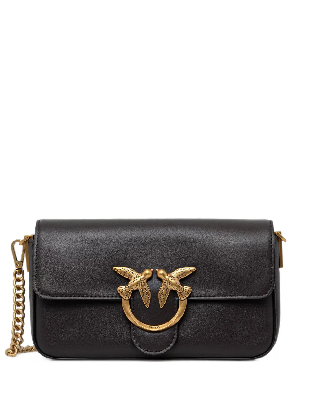 PINKO Love Birds leather crossbody bag - Marrone