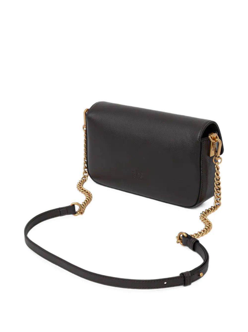 PINKO Love Birds leren crossbodytas Bruin