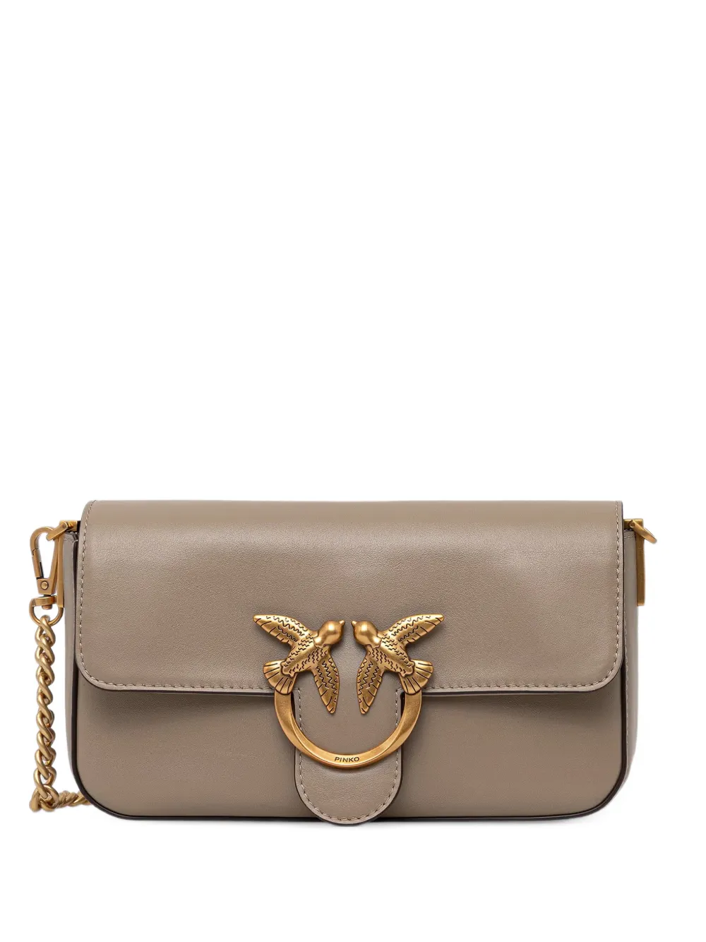 PINKO Love Birds-hardware leather crossbody bag - Grigio
