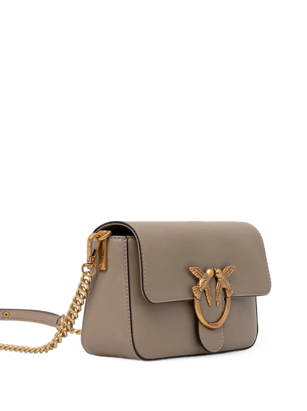 PINKO Love Birds leren crossbodytas met hardware Grijs