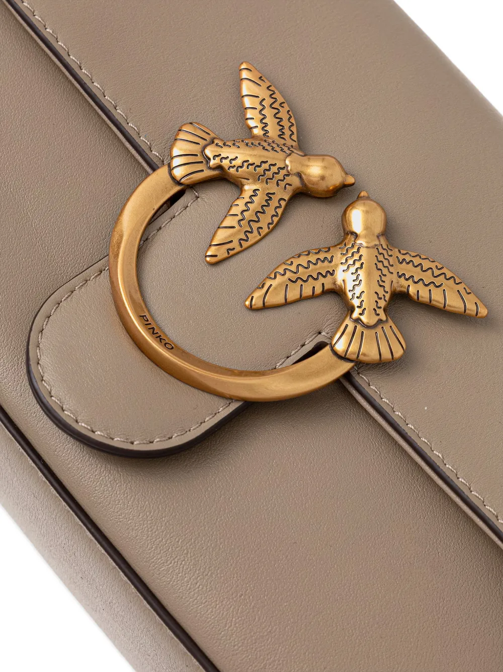 PINKO Love Birds leren crossbodytas met hardware Grijs