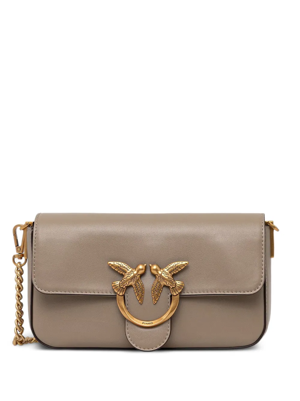 PINKO Love Birds-hardware leather crossbody bag - Grigio
