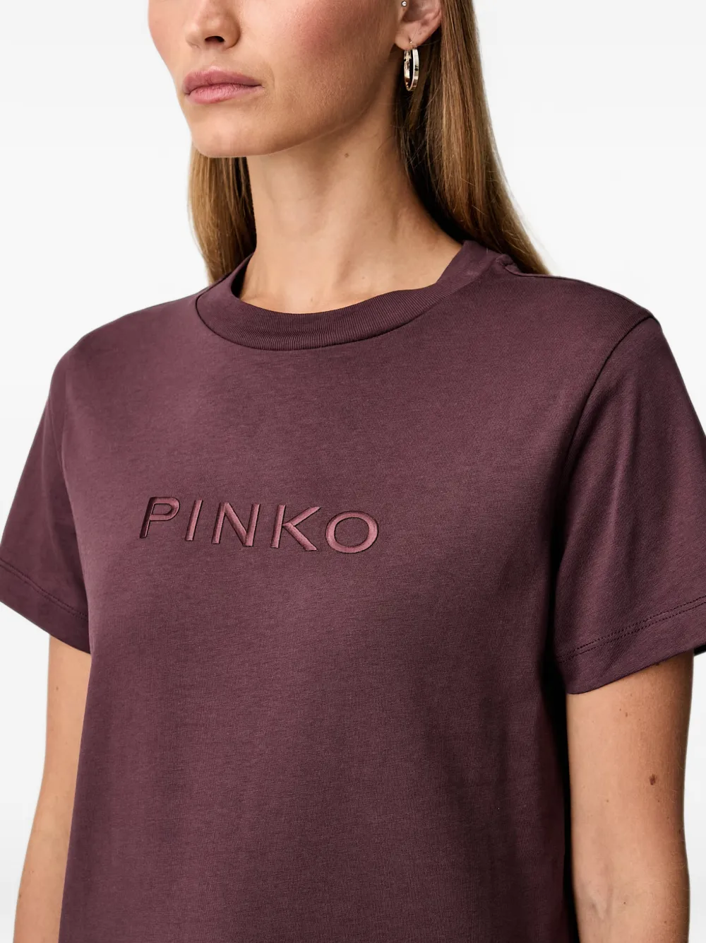 PINKO Katoenen T-shirt met geborduurd logo Rood