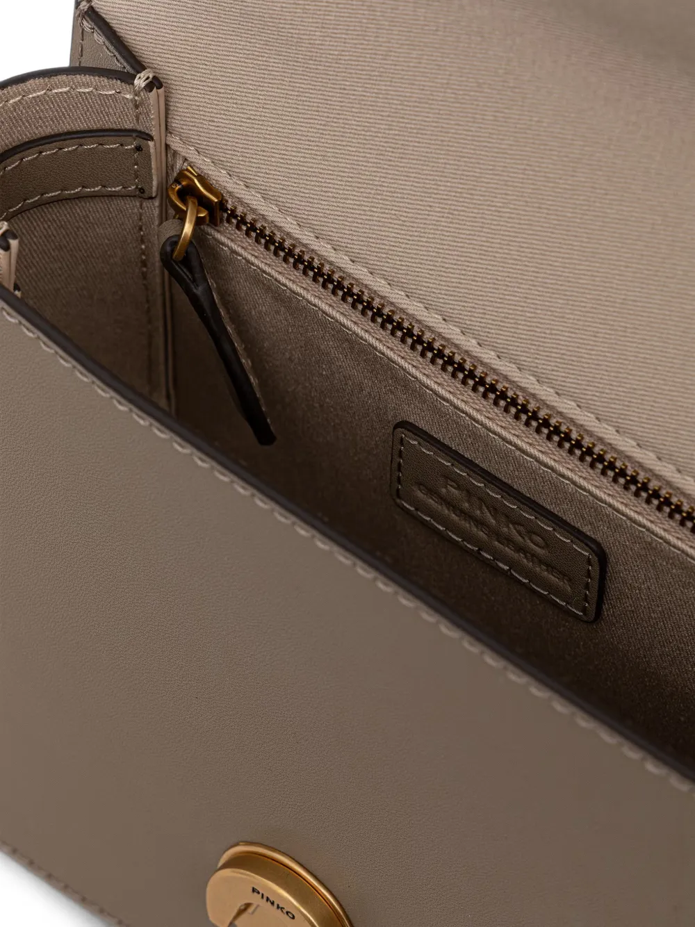 PINKO Love leren mini-handtas Beige