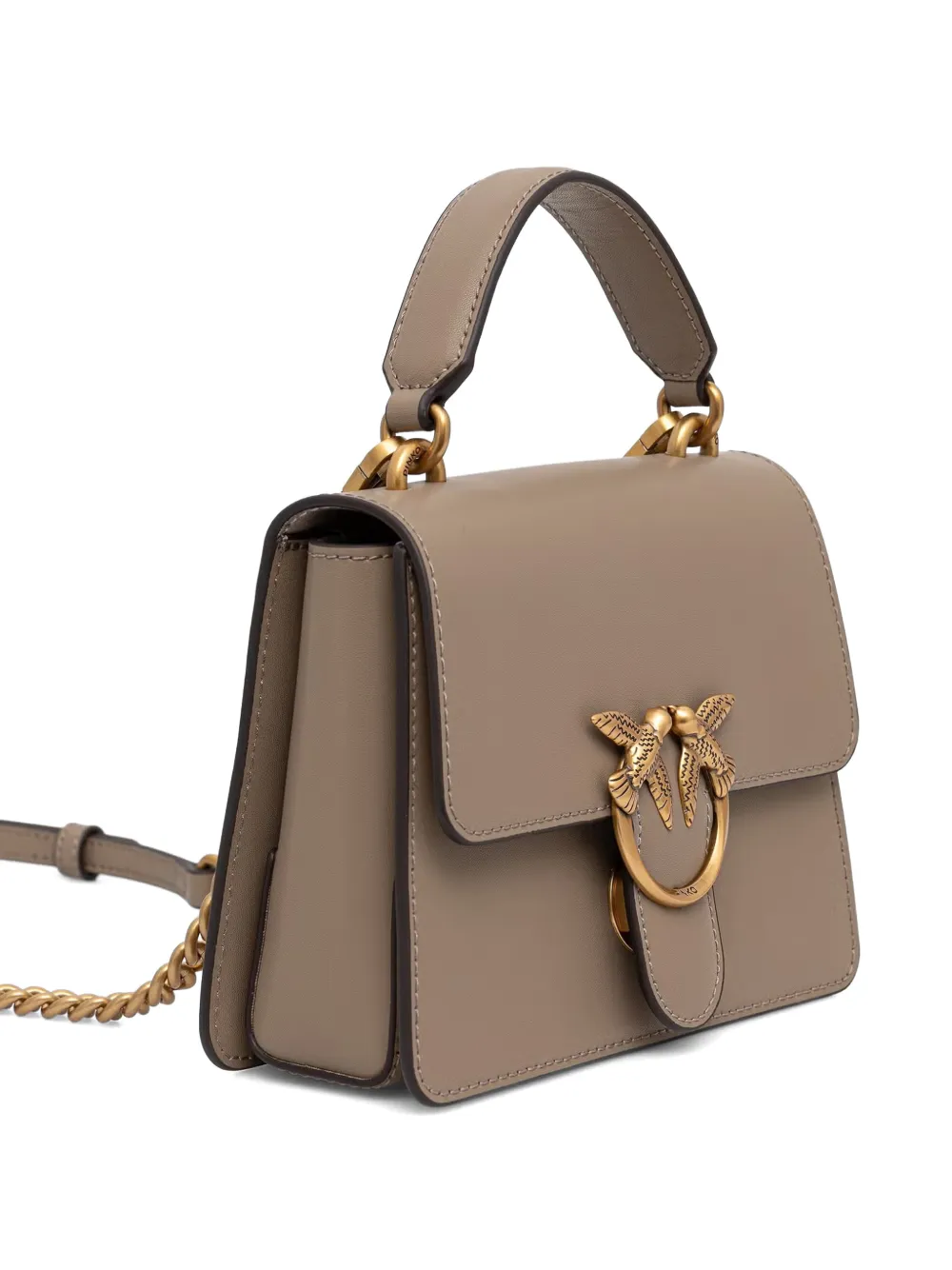 PINKO Love leren mini-handtas Beige