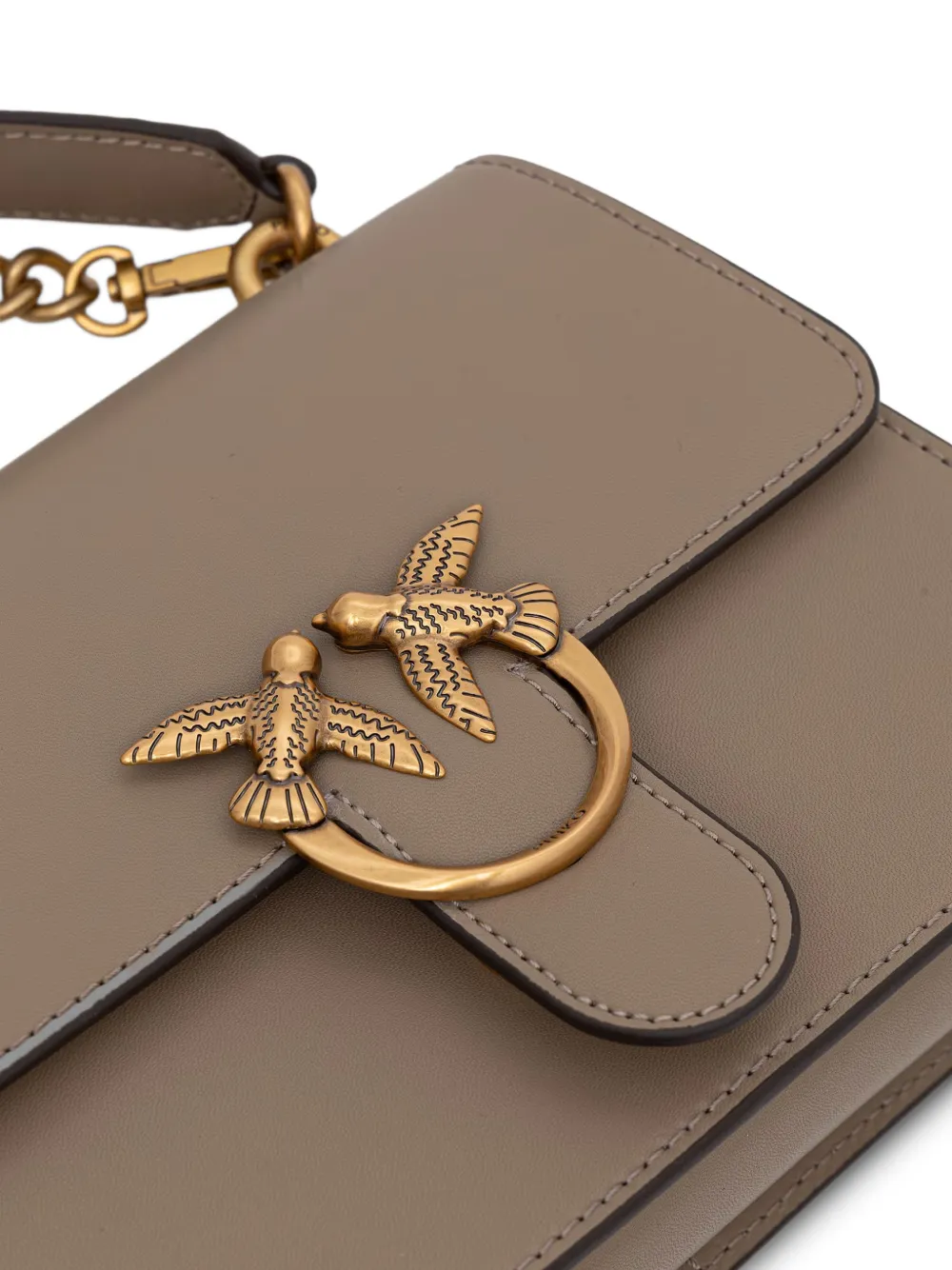 PINKO Love leren mini-handtas Beige