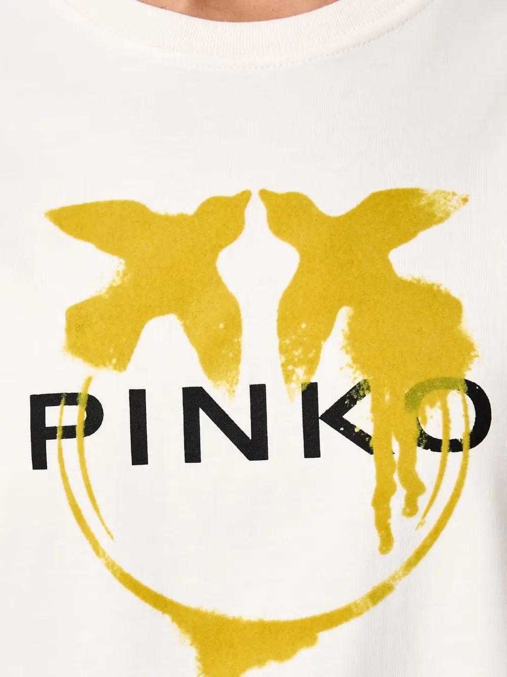 PINKO Katoenen T-shirt met logoprint Beige