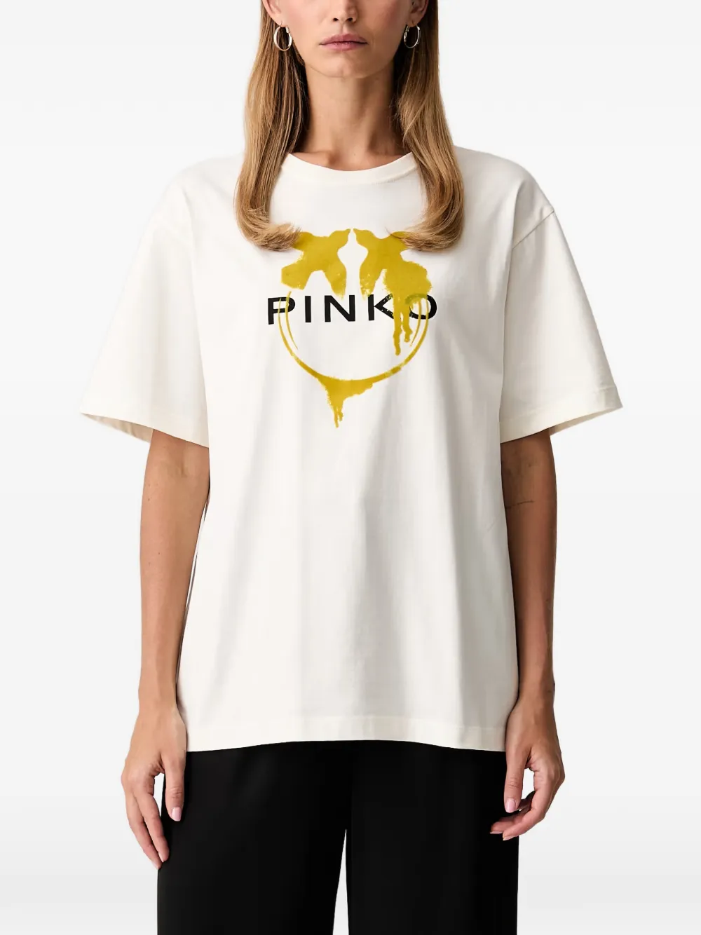 PINKO logo-print cotton T-shirt - Toni neutri