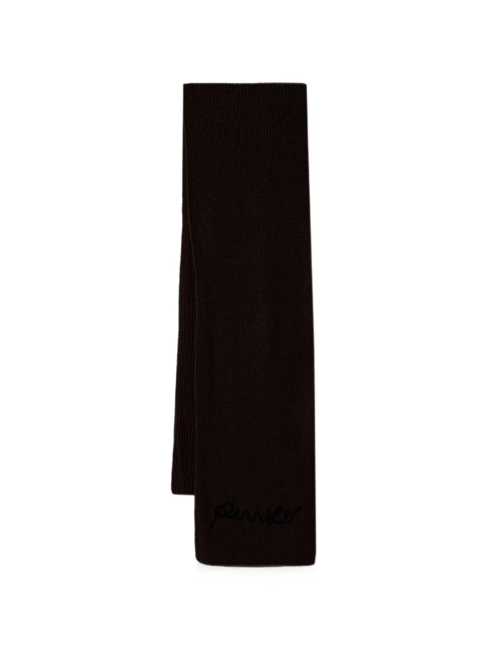 PINKO logo-embroidered knitted scarf - Marrone