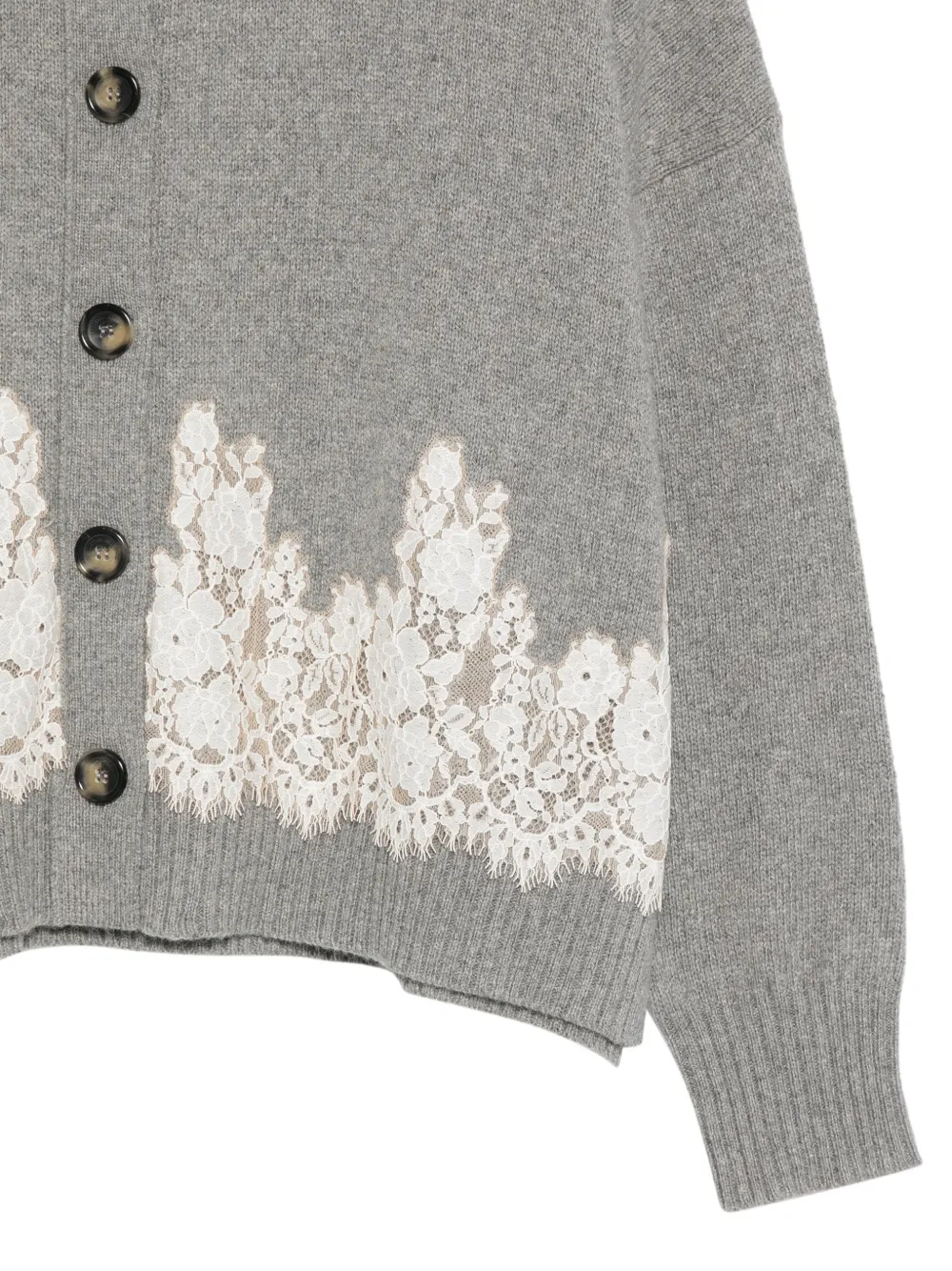 Alberta Ferretti lace-trim cardigan Grijs