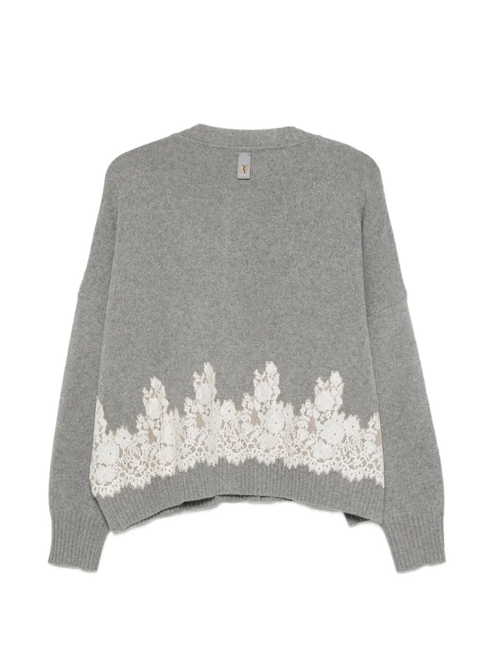 Alberta Ferretti lace-trim cardigan Grijs
