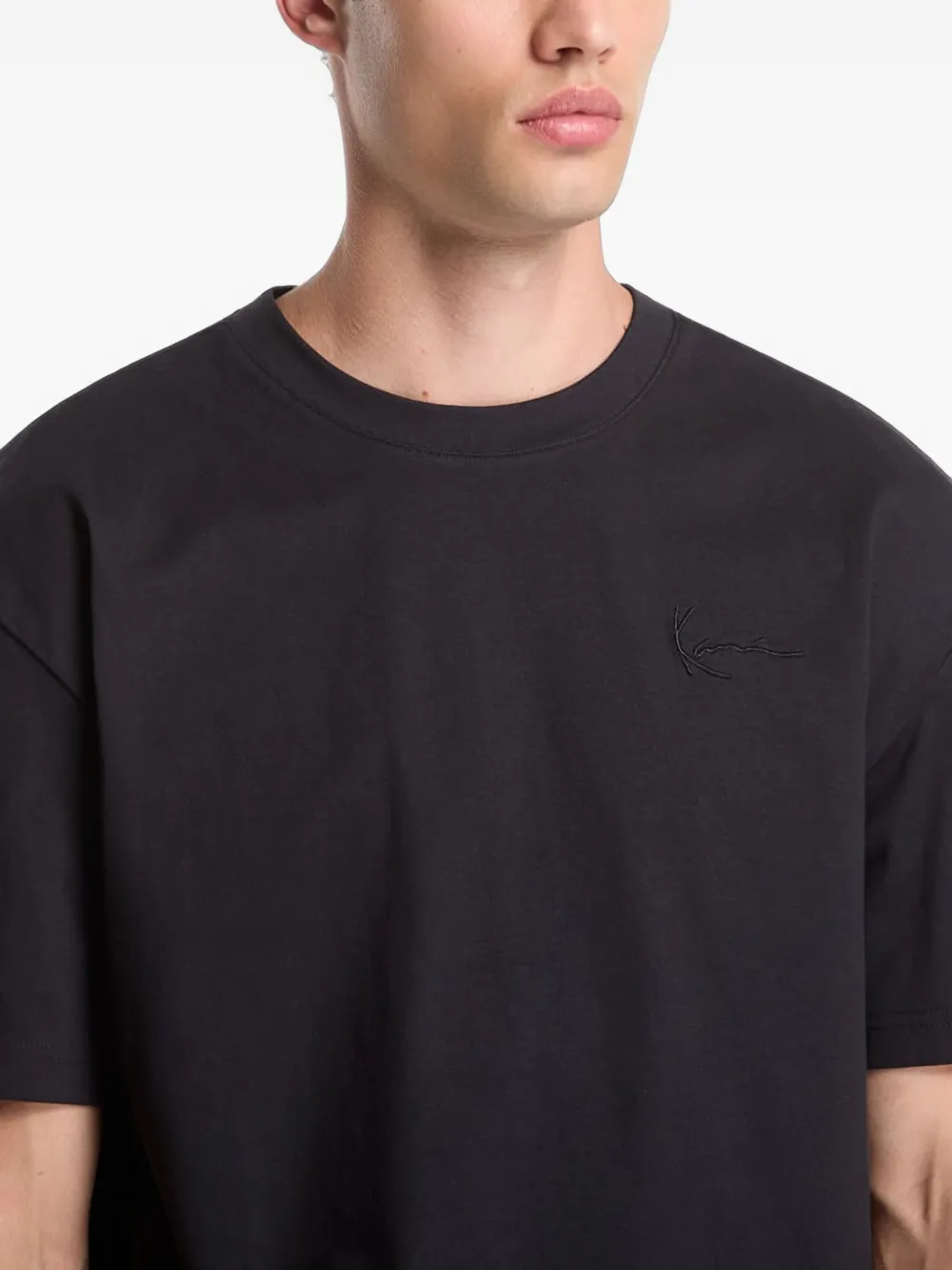 karl kani T-shirt met geborduurd logo Zwart