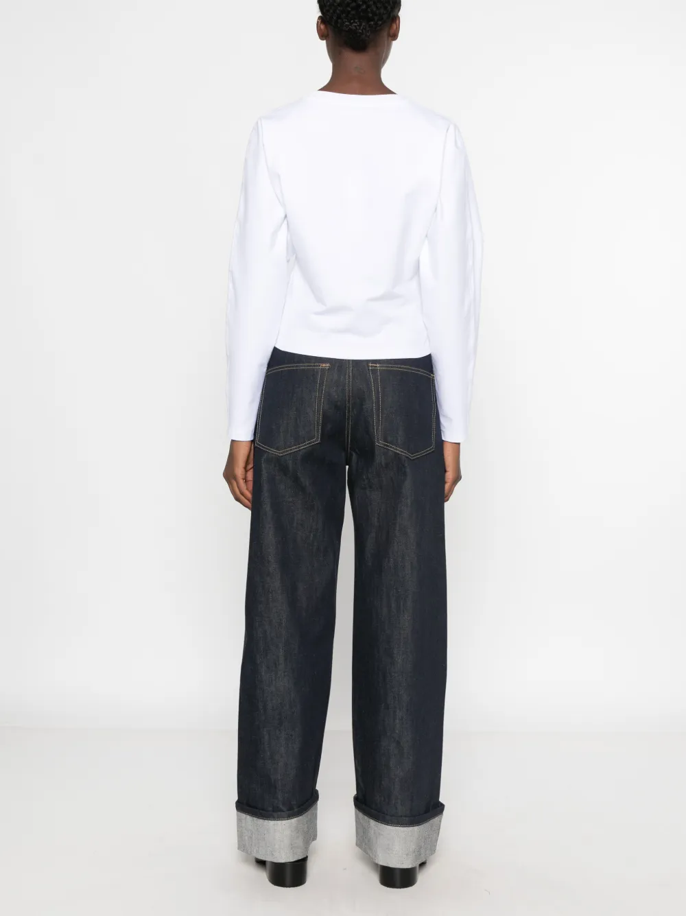GANNI Gedrapeerde jersey blouse Wit