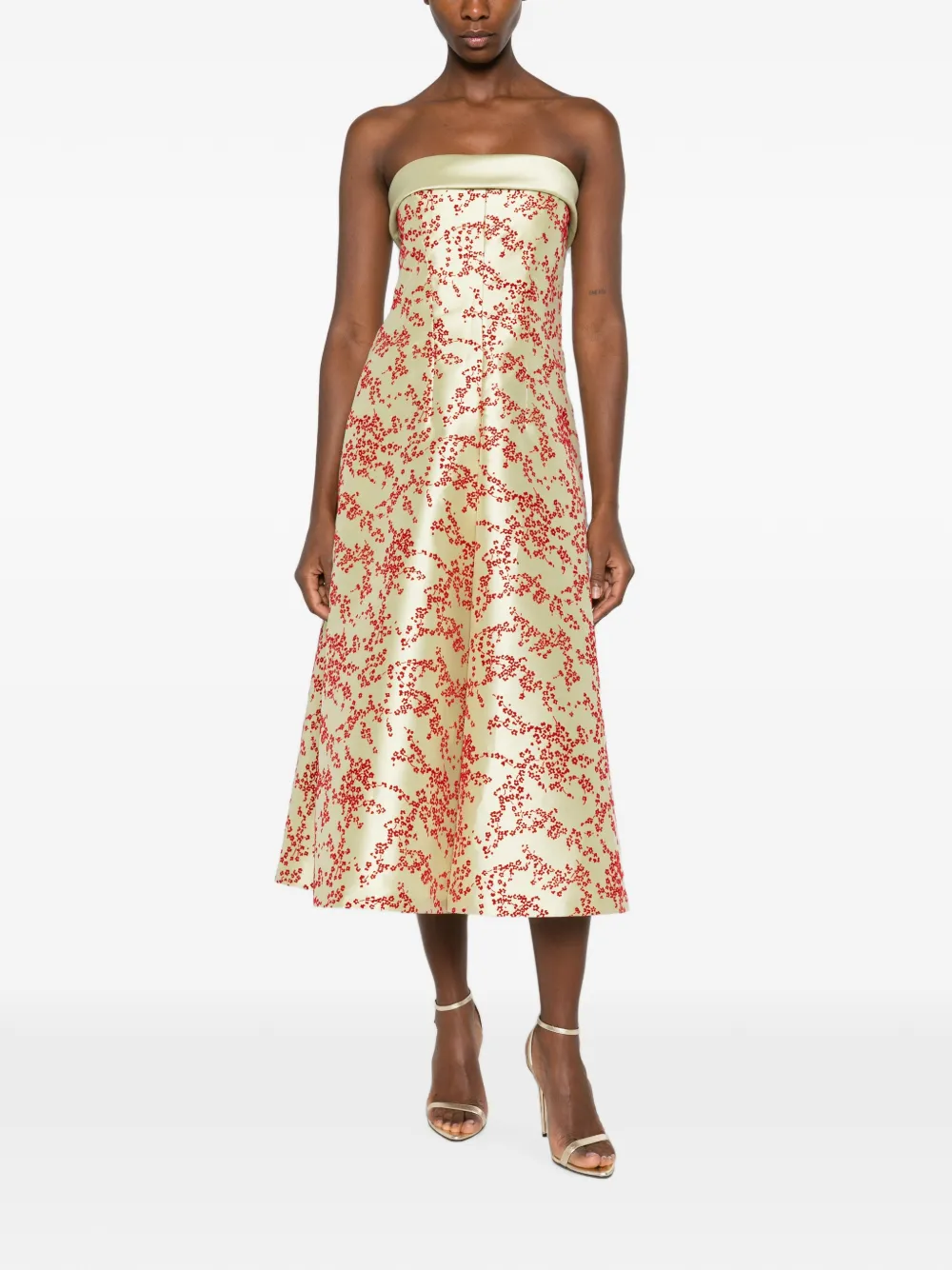 Alberta Ferretti Midi-jurk met bloemenprint Groen