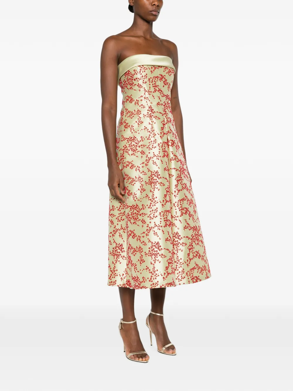 Alberta Ferretti Midi-jurk met bloemenprint Groen