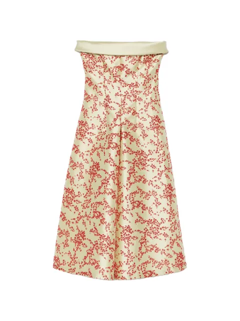 Alberta Ferretti floral-print strapless midi dress