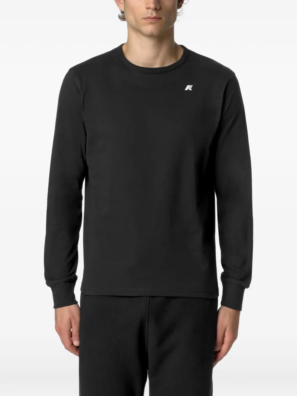 K-Way Elmer T-shirt met lange mouwen en logopatch Zwart