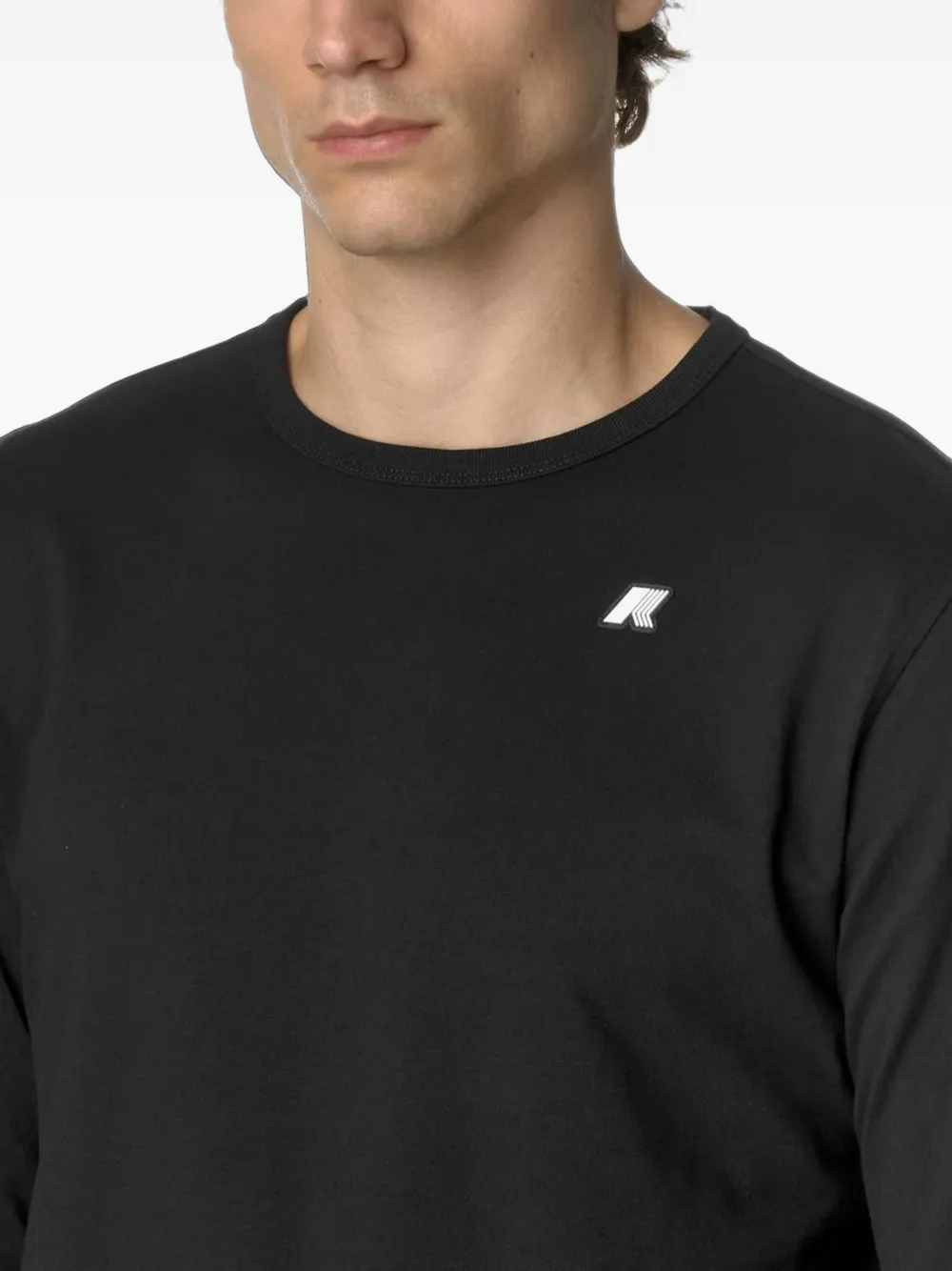 K-Way Elmer T-shirt met lange mouwen en logopatch Zwart