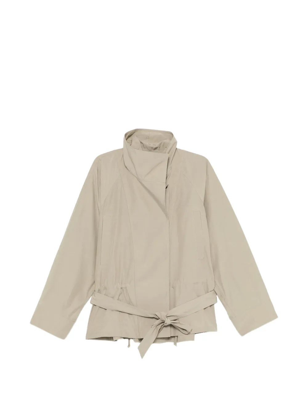 Juunj Belted High-neck Jacket In Braun