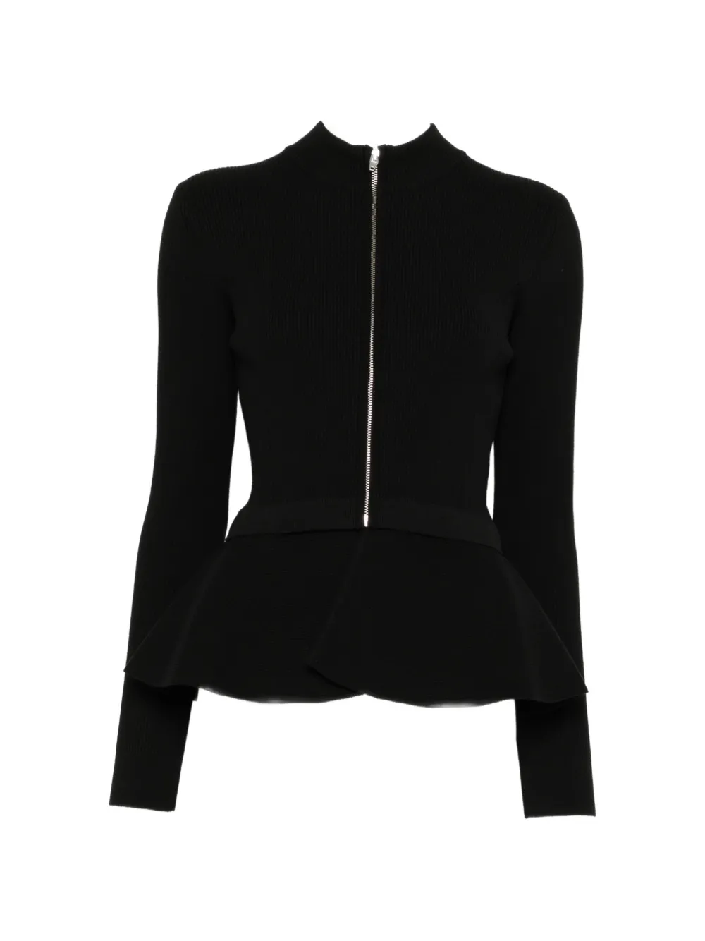 Juun.J ribbed peplum cardigan - Nero