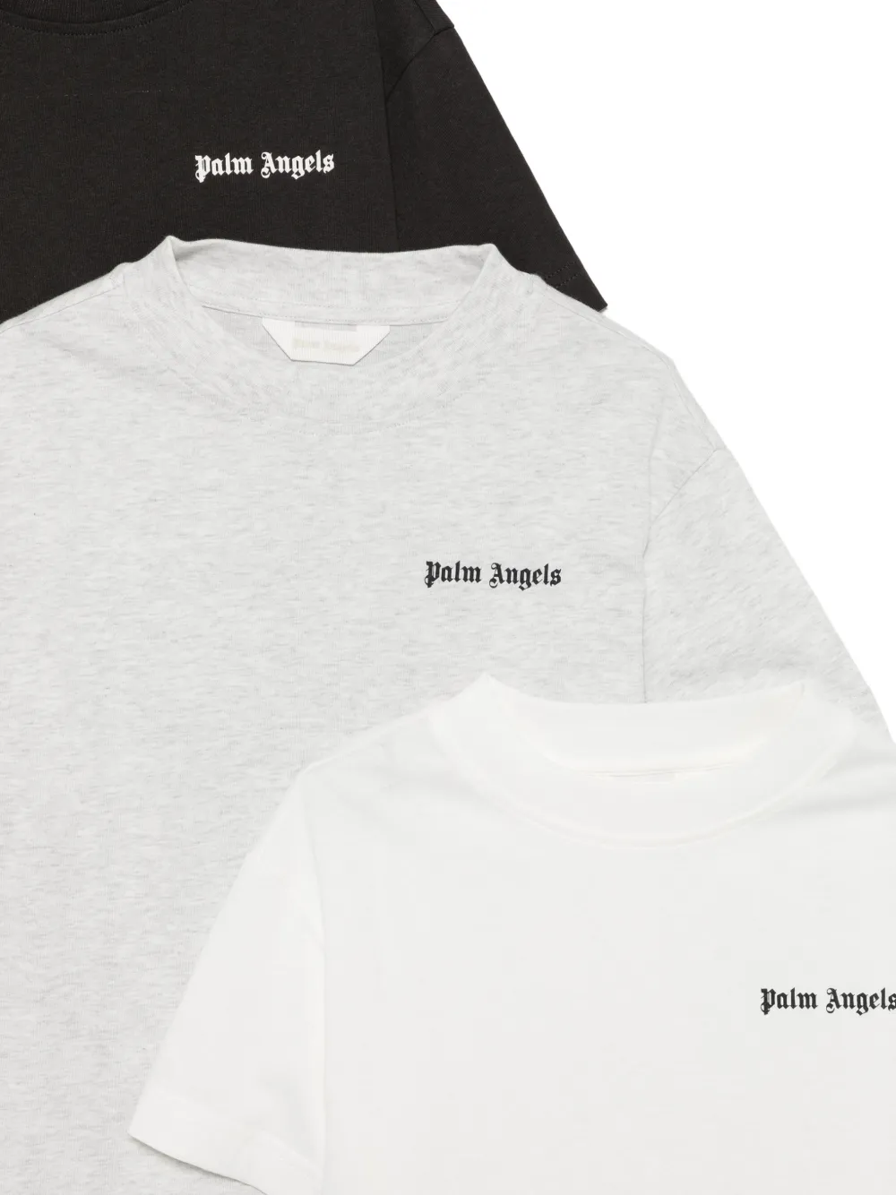 Palm Angels Kids Drie T-shirts met logoprint Zwart