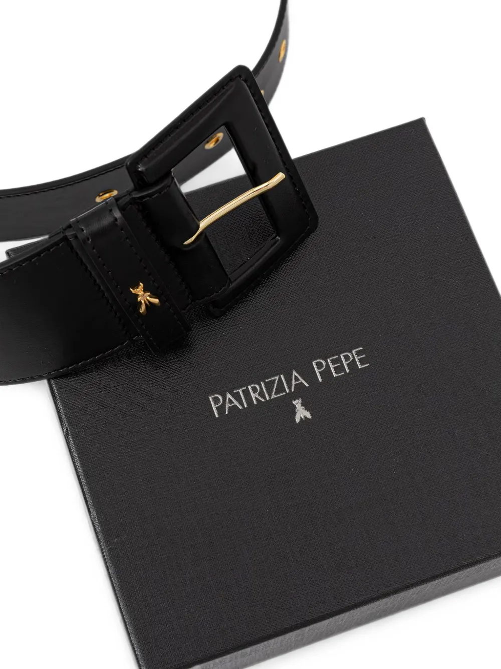 Patrizia Pepe Fly plaque wide belt Zwart